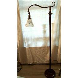 Lamp Floor Bridge Arm Brass Enameled Shade #1619277