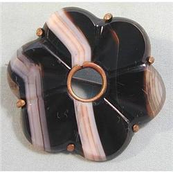 VICTORIAN Banded Agate Brooch Scottish #1619428