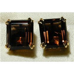 18K Gold &  Smokey Quartz  Earrings #1619430