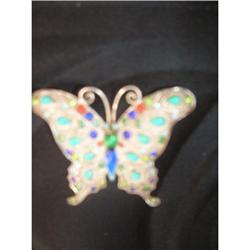 HANDMADE SILVER (MARKED) ENAMEL BUTTERFLY #1619597