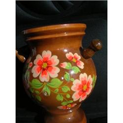 HANDPAINTED FLORAL & VANISHED WOODEN VASE #1619606