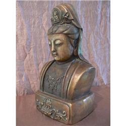 Bronze Buddhist Bodhisattva Bust of Kwan Yin #1641238