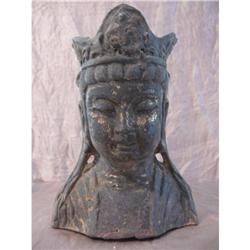 Very Old Bronze Bust of Guan Yin - China #1641242