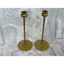 Arts & Crafts Signed Jarvie Brass Candlesticks #1641275