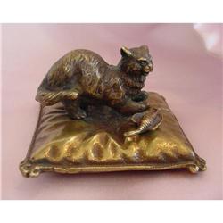 French Bronze Cat on Pillow c.1850 #1641316