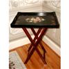 Image 1 : Tole Tray Table Large Wood Hand Painted #1641373