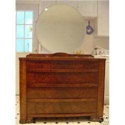 Antique Burl Walnut Dresser w/ Mirror #1641438