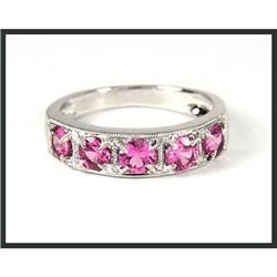 18K White Gold Pink Sapphire Band Ring(price #1641445