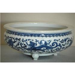 Chinese Blue and White Porcelain Tripot Censer #1641558