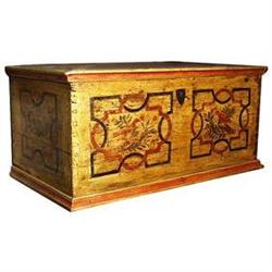 AUTHENTIC PAINTED BLANKET CHEST c. 1800-50 #1641625