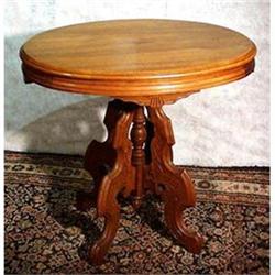 VICTORIAN WALNUT OVAL LAMP TABLE F-21 #1641627