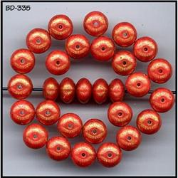 500 CZECH VINT METALLIC RED OBLATE BEADS 9mm #1641660