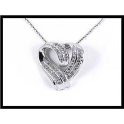 Heart Shaped Diamond 14K White Gold Pendant #1641780
