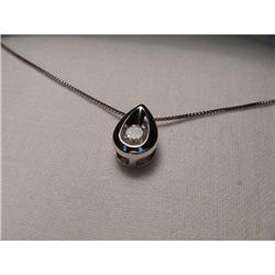 Estate 14K WG Solitaire Diamond Drop Pendant #1641859