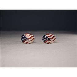 Hidalgo Silver Diamond Flag Enamel Cufflinks #1641867