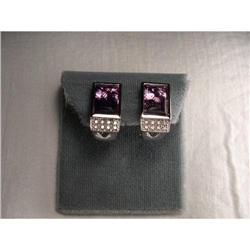 Estate 14K WG Gold Amethyst Diamond Earrings #1641872