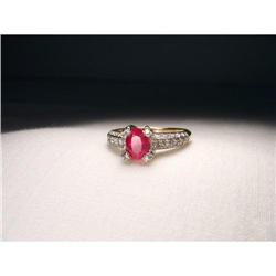 Estate 14K YG Gold Diamond Ruby Pave Ring #1641875