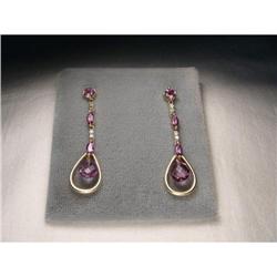 Estate 14K Diamond Amethyst Chandelier Earrings#1641881