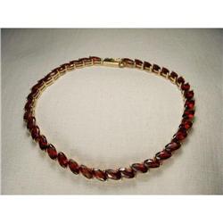 Estate 14K YG Gold Garnet Tennis Bracelet #1641918