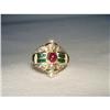 Image 1 : 14K YG Ruby Sapphire Emerald Diamond Pearl Ring#1641921