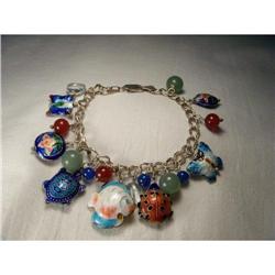 Enamel Sterling Fish Ladybug Turtle Bracelet #1641924