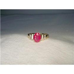 14K YG Ruby Baguette Diamond Filligree Ring #1641937