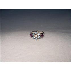 18K WG Aquamarine Amethyst Diamond Pinky Ring #1641961