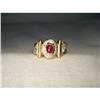 Image 1 : 14K 2-Tone Gold Diamond Cabochon Ruby Ring Band#1641963