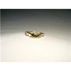 14K Filigree Green Tourmaline Diamond Ring Band#1641976