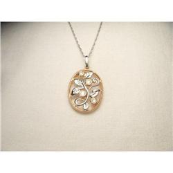 14K WG Pink Rose Gold Diamond Floral Pendant #1641984