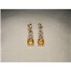 Image 1 : Estate 14K Gold Citrine Diamond Drop Earrings #1641987