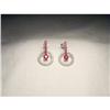 Image 1 : 14K WG Gold Ruby Diamond Hoops Drop Earrings #1641989