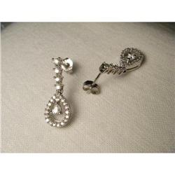 Estate 14K WG White Gold Diamond Drop Earrings #1641993