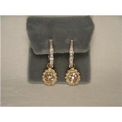14K Gold Champagne Diamond Hoop Hoops Earrings #1641999