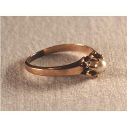 Antique 14K Pink Rose Gold Seed Pearl Ring Band#1642002