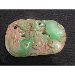 Jadeite carving featuring ling zhi, lotus and a#1642022