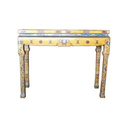 Vintage Chinese Yellow Base Cloisonne Console #1642171
