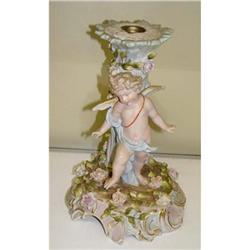 Rare 19c German Porcelain Angel Candle Stick #1642202