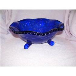 Fenton Blue Stag & Holly 9? 3 Footed Bowl #1642219