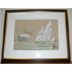 F. Tordoff Watercolor Painting - Cunard Liner #1653411