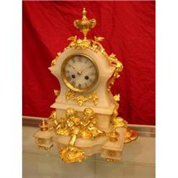 White Marble and Ormolou Striking Clock  #1653451