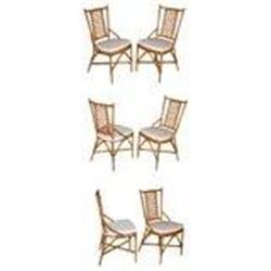 Set 6 Rattan Dining Chairs-vintage eames era #1653617