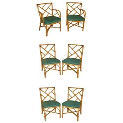 Set 6 Rattan Dining Chairs-vintage eames era #1653637