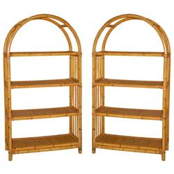 Pair Rattan Etageres, Eames Era #1653640