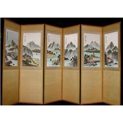 SIX-PANEL KOREAN SILK-EMBROIDERED LANDSCAPE #1653728