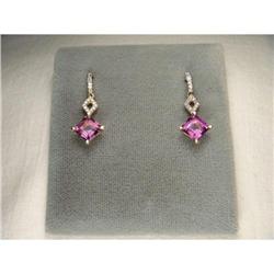 14K YG Gold Diamond Amethyst Drop Earrings #1653912