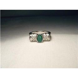 Estate 14K WG White Gold Emerald Diamond Ring #1653917