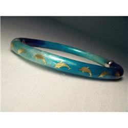 Silver Hidalgo Enamel Dolphin Bangle Bracelet #1653920