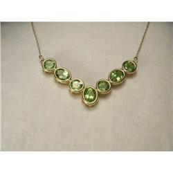 Estate 14K YG Gold Bezel Peridot Necklace #1653928