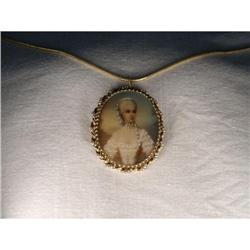 Antique 14K YG Seed Pearl Enamel Brooch Pendant#1653935